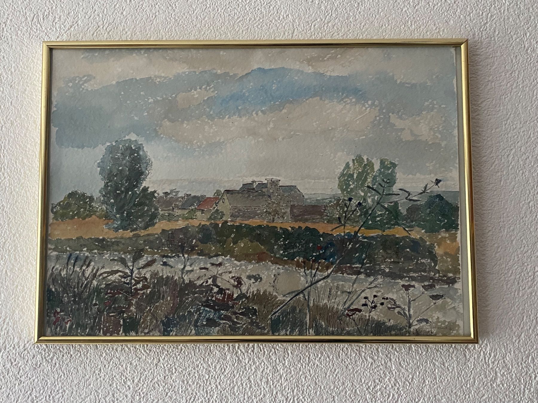 Gemälde: Landschaftsmalerei, Wasserfarbe auf Papier – Gebraucht aus Balsthal von Narulya