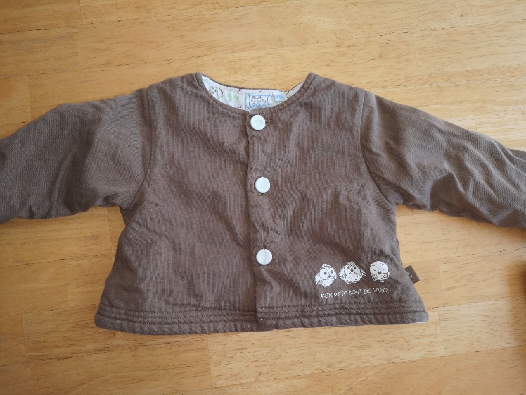 Maglioni & Felpe: Jäckchen mit Langarmshirt Eule/Shirt long et veste bébé 3M – Usato da Onex venduto da Genevois85 1
