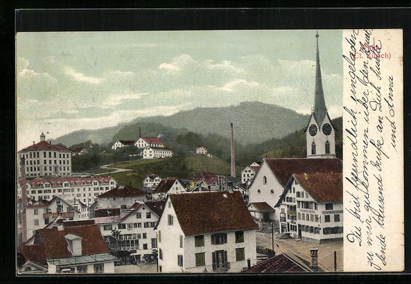 Cartoline postali: AK Wald, Ortspartie mit Kirche, 1911 – Usato da Berlin venduto da bartko-reher