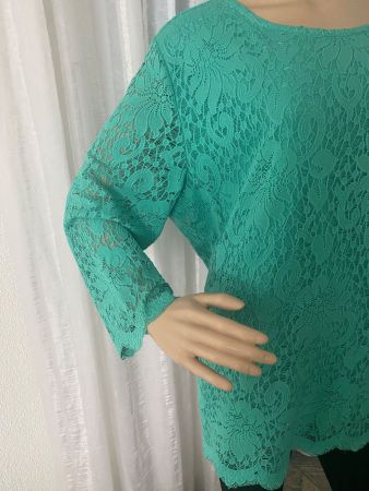 MUST HAVE - edle/stylische Spitzen-Bluse/Shirt, smaragd, 48