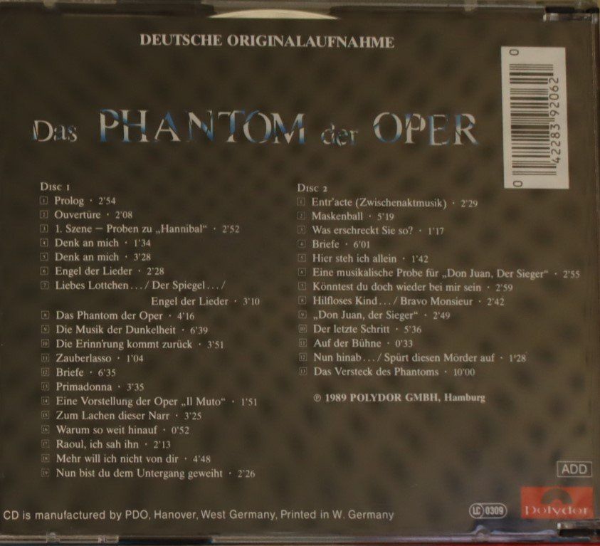 CD: Andrew Lloyd Webber – Das Phantom Der Oper – Usato da Luzern venduto da CONTENTI 2