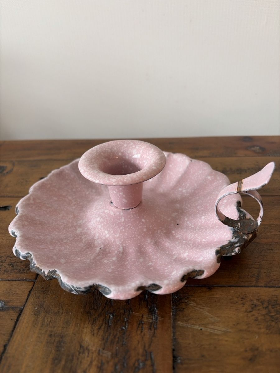 Portacandele: Emaille Kerzenhalter rosa – Usato da Rapperswil SG venduto da cosiba01 1