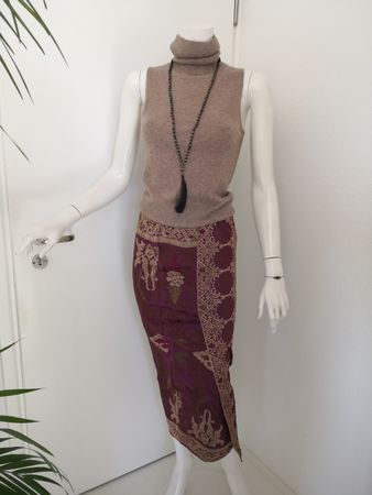 🤩BOHO-CHIC STRETCH ROCK VIOLET MIT STICKEREI GOLD NEU