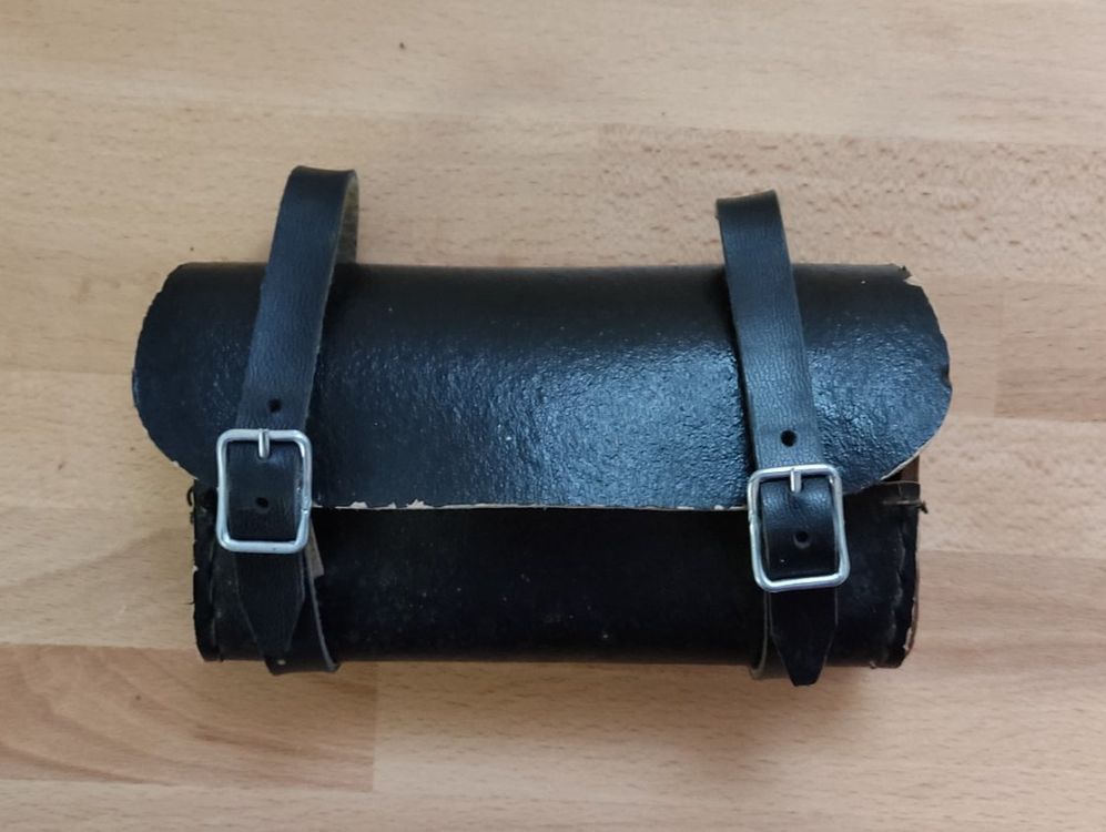 Burnout Retro Satteltasche Für Roller & Motorrad – Lederoptik, Größe L (50x25x35 Cm), Schwarz