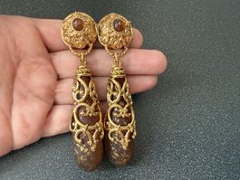 ✨Goldfabe und Bernsteinfarbene Vintage-Ohrringe, Clips