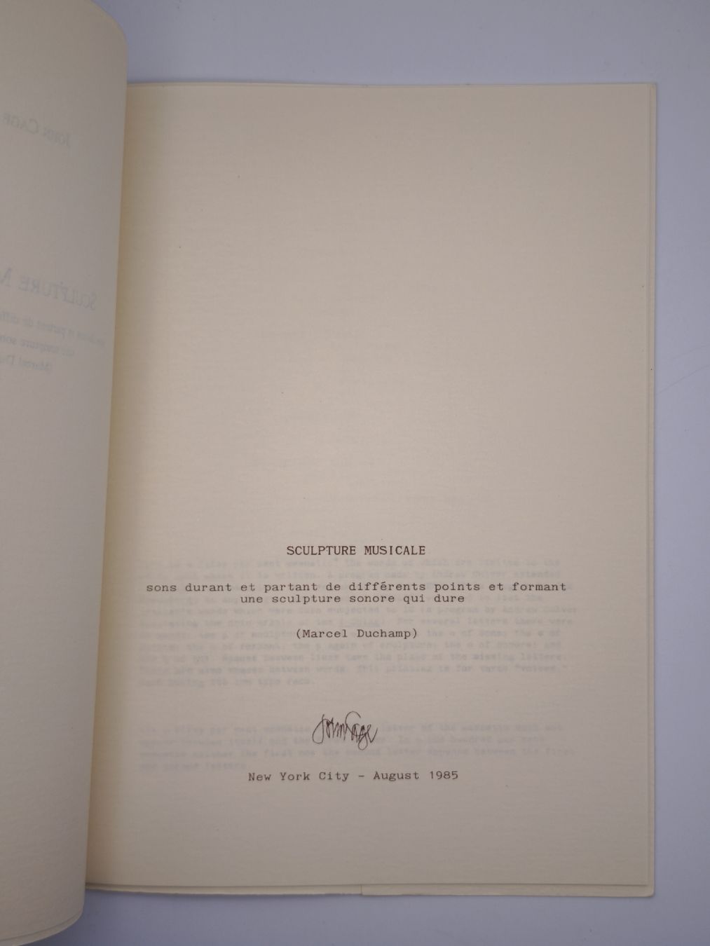 Bücher: JOHN CAGE - SCULPTURE MUSICALE - SIGNIERT – Gebraucht aus Goldach von Gaip 5