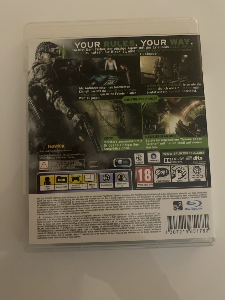 Sony Giochi: Tom Clancy's Splinter Cell: Blacklist PS3 – Usato da Suhr venduto da SchnapperCH 1