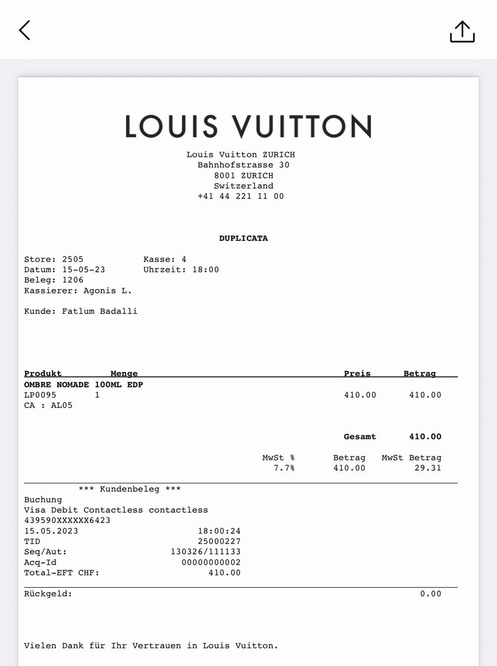 Louis Vuitton Profumi & Eau de Toilette: Louis Vuitton Ombre Nomad Parfum mit Rechnung – Usato da Bülach venduto da fati_fcz1896 4