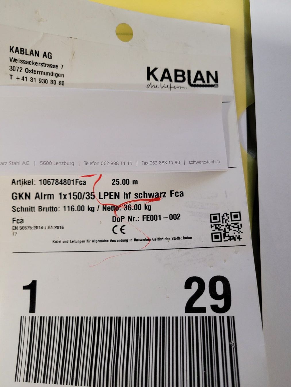 Kabel: Erdkabel – Neu (gemäss Beschreibung) aus Muhen von SWMuhen