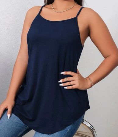 TOP MIT SPAGHETTITRÄGER - DUNKELBLAU- GRÖSSE 46 / 1XL - NEU