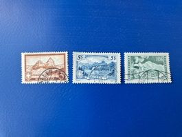 3 Briefmarken, Gebirgslandschaften Neue Zeichnung 1928/30/31
