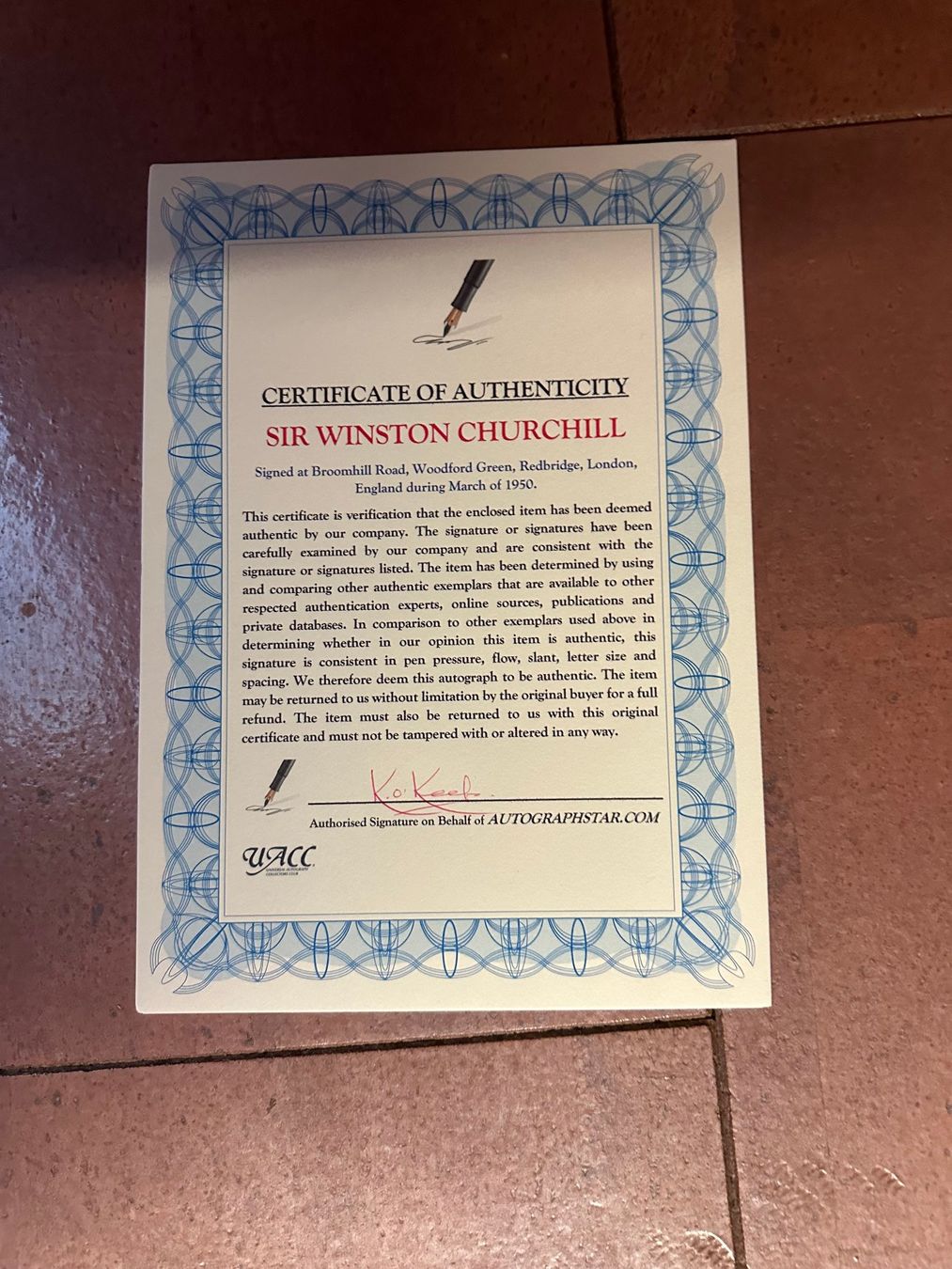 Autogramme: Originalautogramm Sir Winston Churchill mit COA – Gebraucht aus rafz von Ttt0071 1