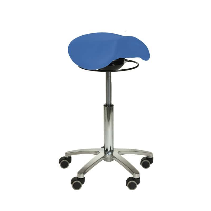 Sgabelli: Sattelsitz-Hocker BLAU mit Schwing-Mechanismus – Nuovo e nell'imballaggio originale da Schaffhausen venduto da Praxis-Nova