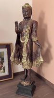 Grande statue bouddha en bois, 117 cm env