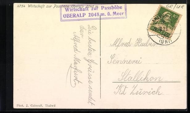 Ansichtskarten: Andermatt, Oberalp, Gasthaus Wirtschaft  – Gebraucht aus Berlin von bartko-reher 1