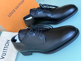LOUIS VUITTON Lv Richelieu Derby Schwarz Leder Schuhe 40 NEU