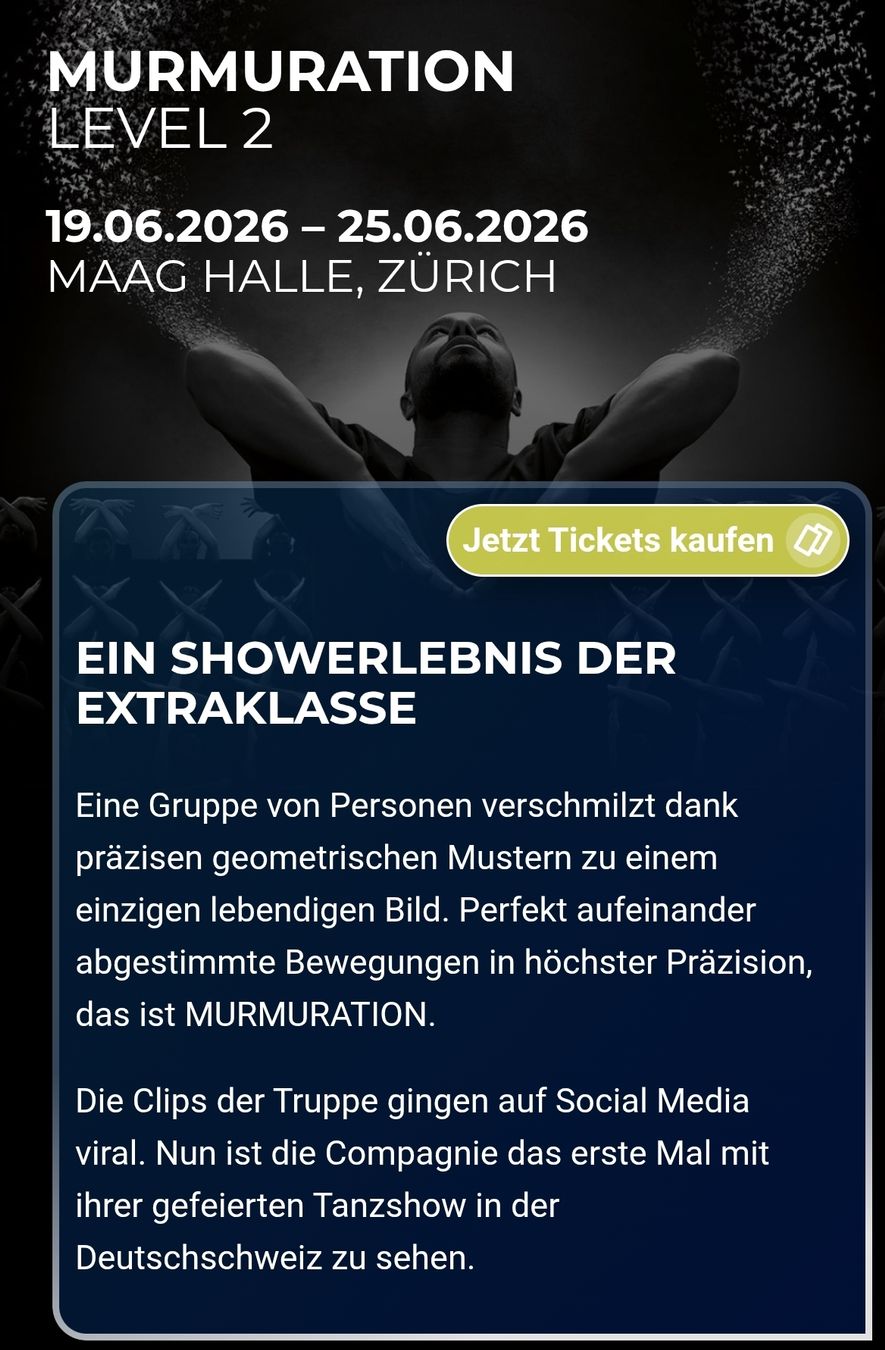Tickets: 2x Tickets 1. Kat. Murmuration Level 2-19.06.26 PREIS FÜR  2 – Neu (gemäss Beschreibung) aus Zürich von Claudia_Zueri 1