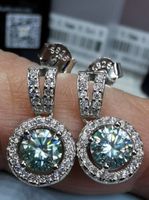 Boucles d'oreille argent avec diamants moissanite de 1 ct