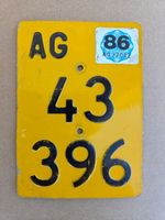 Velonummer AG 86 gelb Mofanummer Mofaschild Plaque Mofa