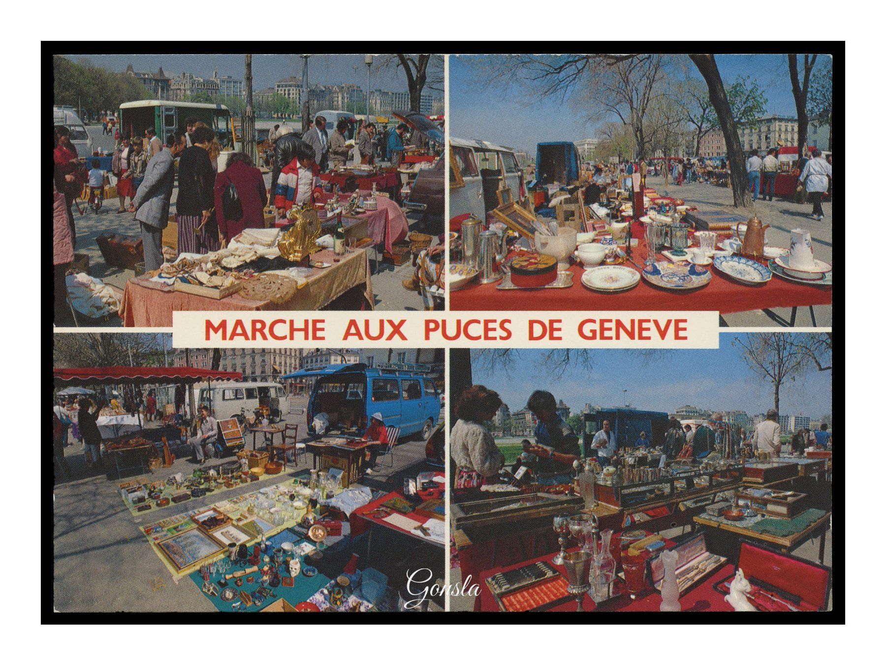 Cartoline postali: GENÈVE - 1980 "Marché aux Puces" – Usato da Onex venduto da Lagorel01