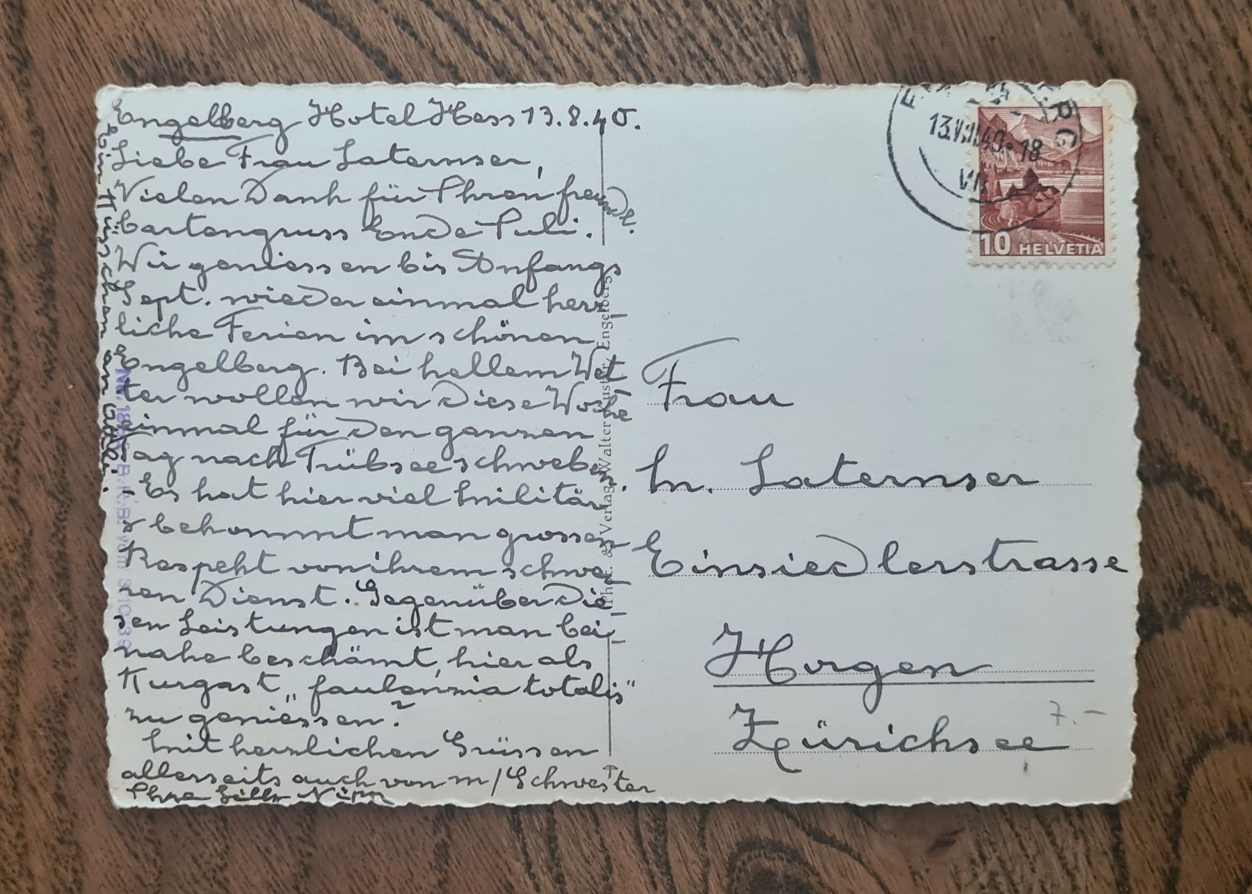 Ansichtskarten: Engelberg mit Schwimmbad 1940 – Gebraucht aus Ebikon von Donar50 2