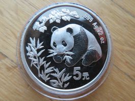 1/2 Unze Münze China Panda 1998 (5 Yuan) HONGKONG COIN SHOW