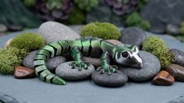 Beweglicher Gecko - grün/schwarz