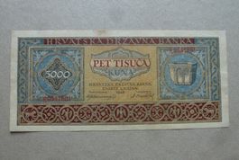 Kroatien ++ 5000 Kuna 1. Rujna 1943
