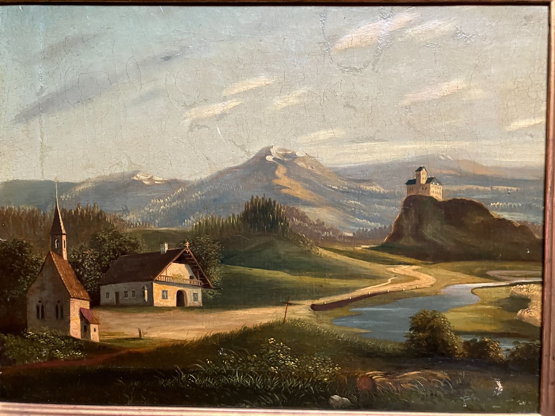 Gemälde: Landschaft mit Burg und Kapelle – Gebraucht aus Männedorf von Amleto3 6