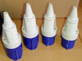 2 Stecker CEE16 blau + 2 Kupplung CEE16 blau, 16A / 230V