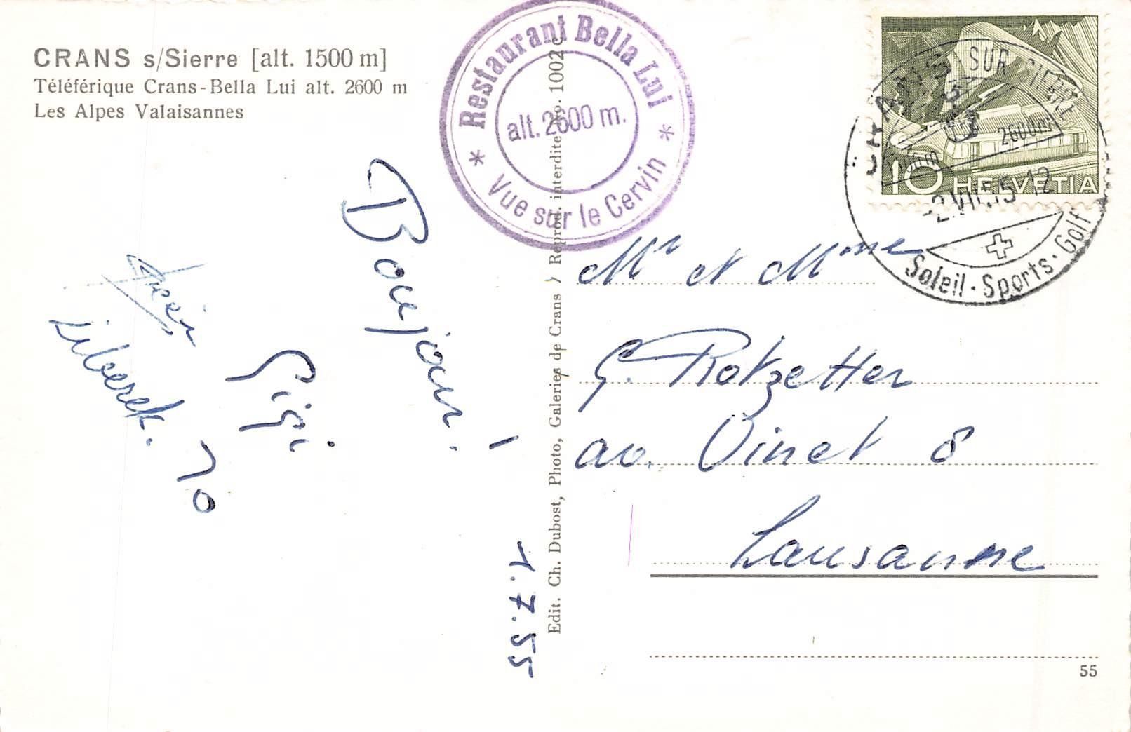 Cartoline postali: Crans  Sierre  Gondelbahn Bella Lui – Usato da Bichelsee venduto da Gloeckner 1