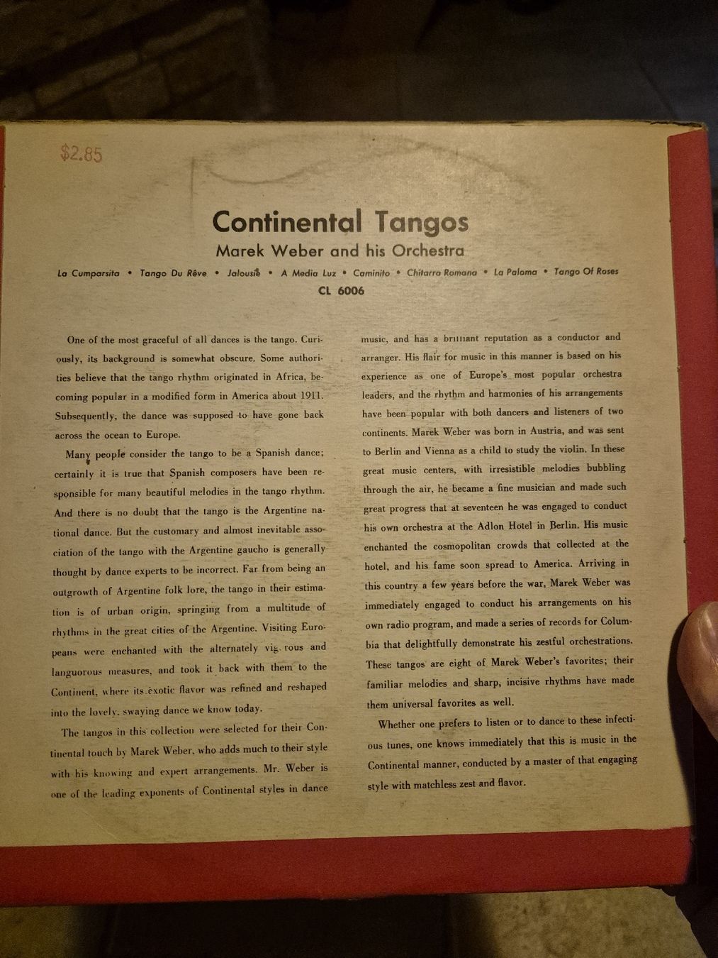 Dischi in vinile: Marek Weber - Continental Tangos Schallplatte – Usato da Grandval venduto da JeroenK 1