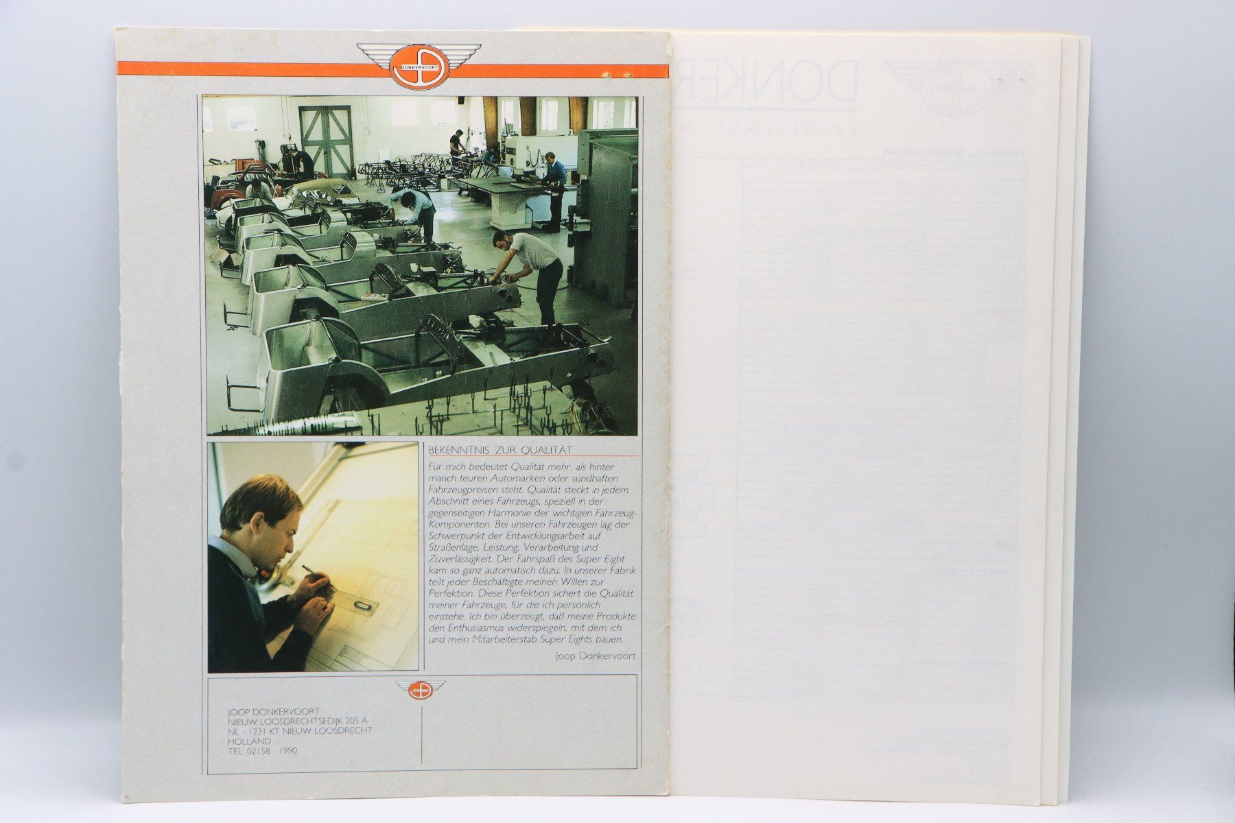 Donkervoort Documenti: Donkervoort Pressemappe 1986 – Usato da Bühl b.Aarberg venduto da Collectorpassions 1