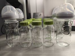 12x Glas Muttermilch Behälter+ 4x Glas Avent Flaschen