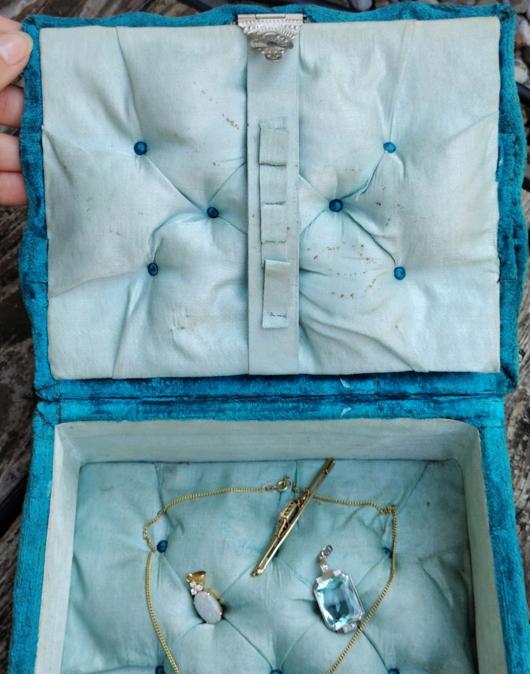 Cassapanche: Napoleon ||| Antike Blaue Samt Schmuckbox – Usato da schwyz venduto da larry91sz 6