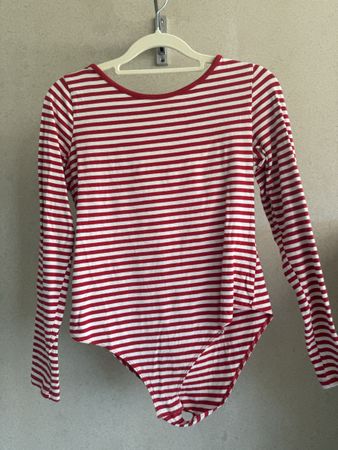 Damen H&M Body gestreift rot weiss langarm guter Zustand