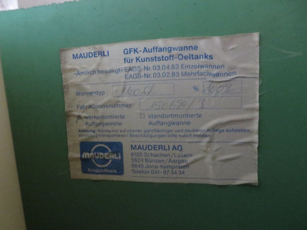 HeizölTank 1000 Liter mit Auffangwanne Kaufen auf Ricardo