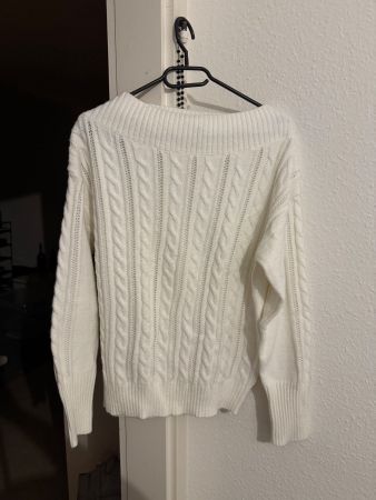 Chicoree Strickpullover, 🍂 ❄️ Off-Shoulder, Weiss, Gr. M -
