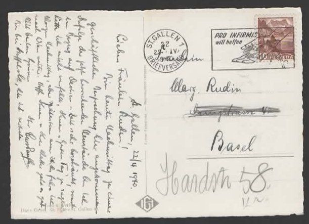 Cartoline postali: ST. GALLEN mit SÄNTIS  1940  (I – Usato da Ruggell venduto da Masescha 1
