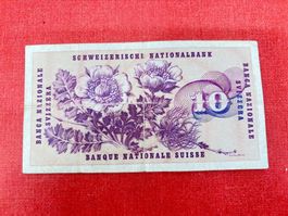 10 Franken Banknote 1973 gebraucht