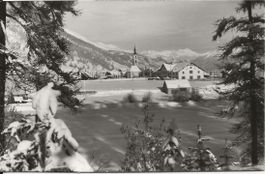 Bever GR Engadin Dorf im Winter ca.1950  sehr gut erhalten