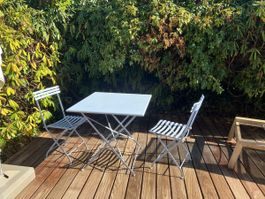 Beautiful Ethimo foldable table + 2 chairs