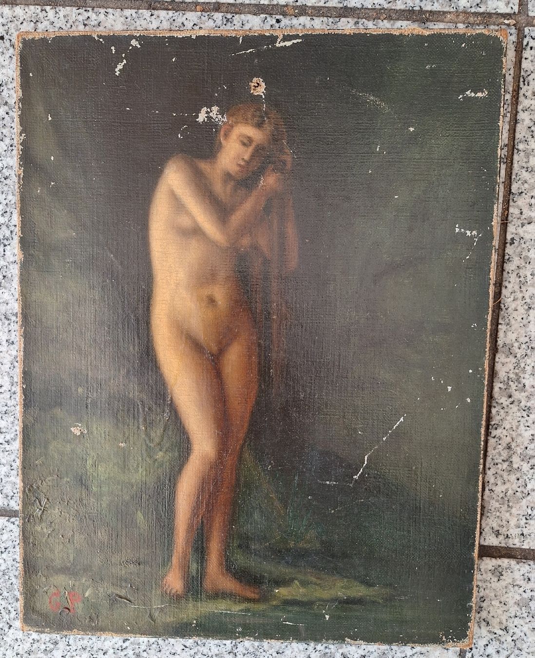 Dipinti: 2 antike Ölgemälde weiblicher Akt 1882 – Difettoso da Züberwangen venduto da Christine55 1