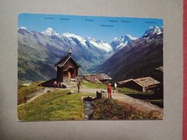 AK Lötschental Wallis Kapelle auf Faldunalp 1979 belebt