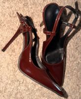Damen High Heels Slingpumps Lack dunkelrot guter Zustand