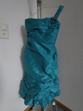 Linea Raffaelli Cocktail-Kleid one-shoulder türkis Gr. 34/36