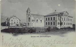 Gruss aus Derendingen, Mondscheinkarte, gelaufen 1900