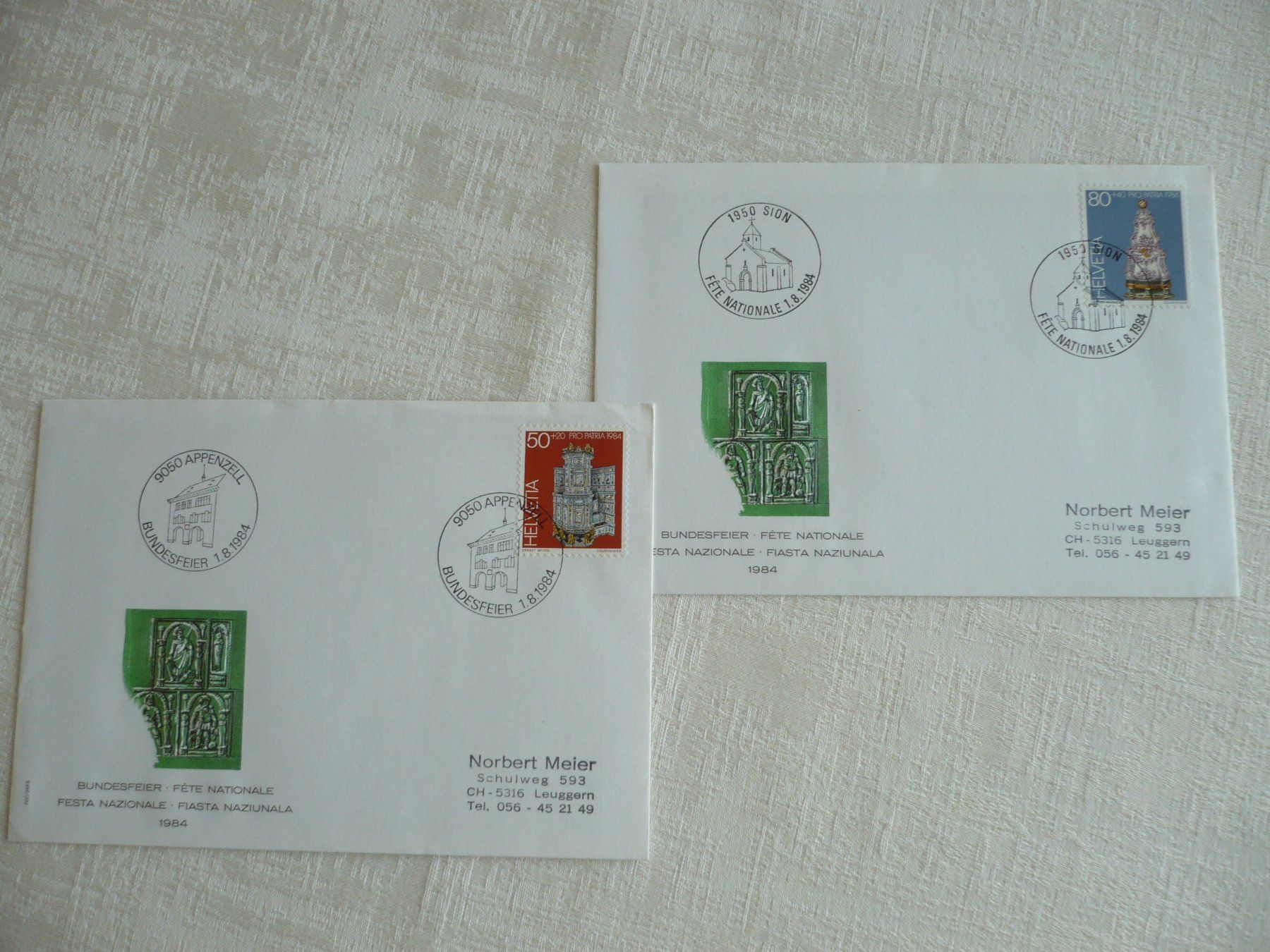 Tutti i francobolli: 1984 Bundesfeier Sonderstempel Appenzell & Sion – Usato da Zürich venduto da saltandpepper008