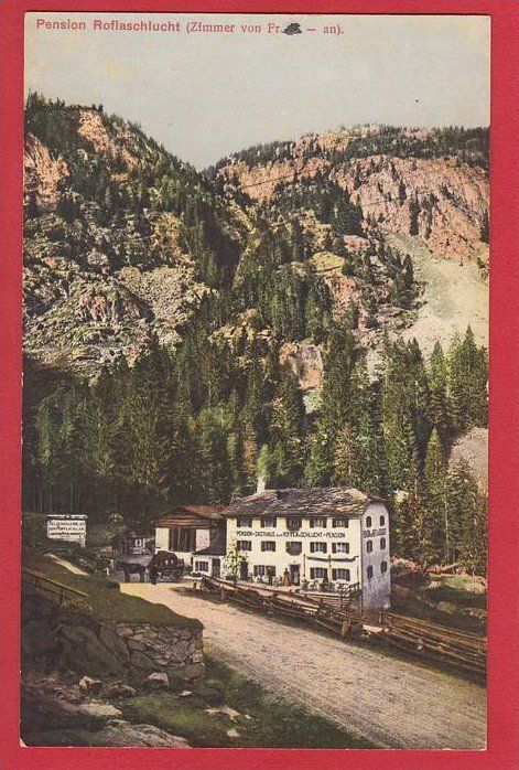 Cartoline postali: ROFLASCHLUCHT, PENSION MELCHIOR-PITSCHEN – Usato da Grüningen venduto da Kartenlaube