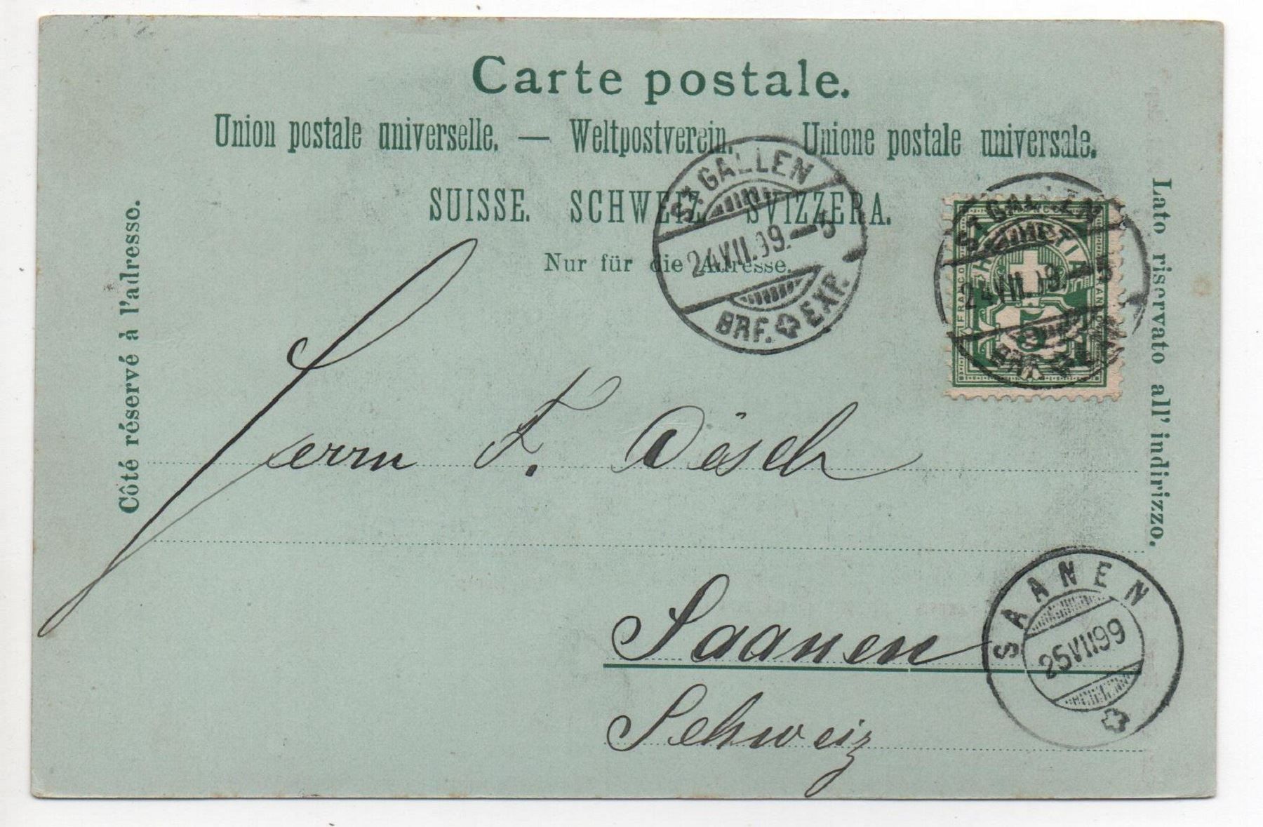 Cartoline postali: Gruss a. d. Schweiz MEGLISALP Mondschein – Usato da Jona venduto da philajona 1
